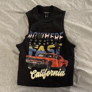 Forever 21 Black Kids Tank Top with Red Car Graphic